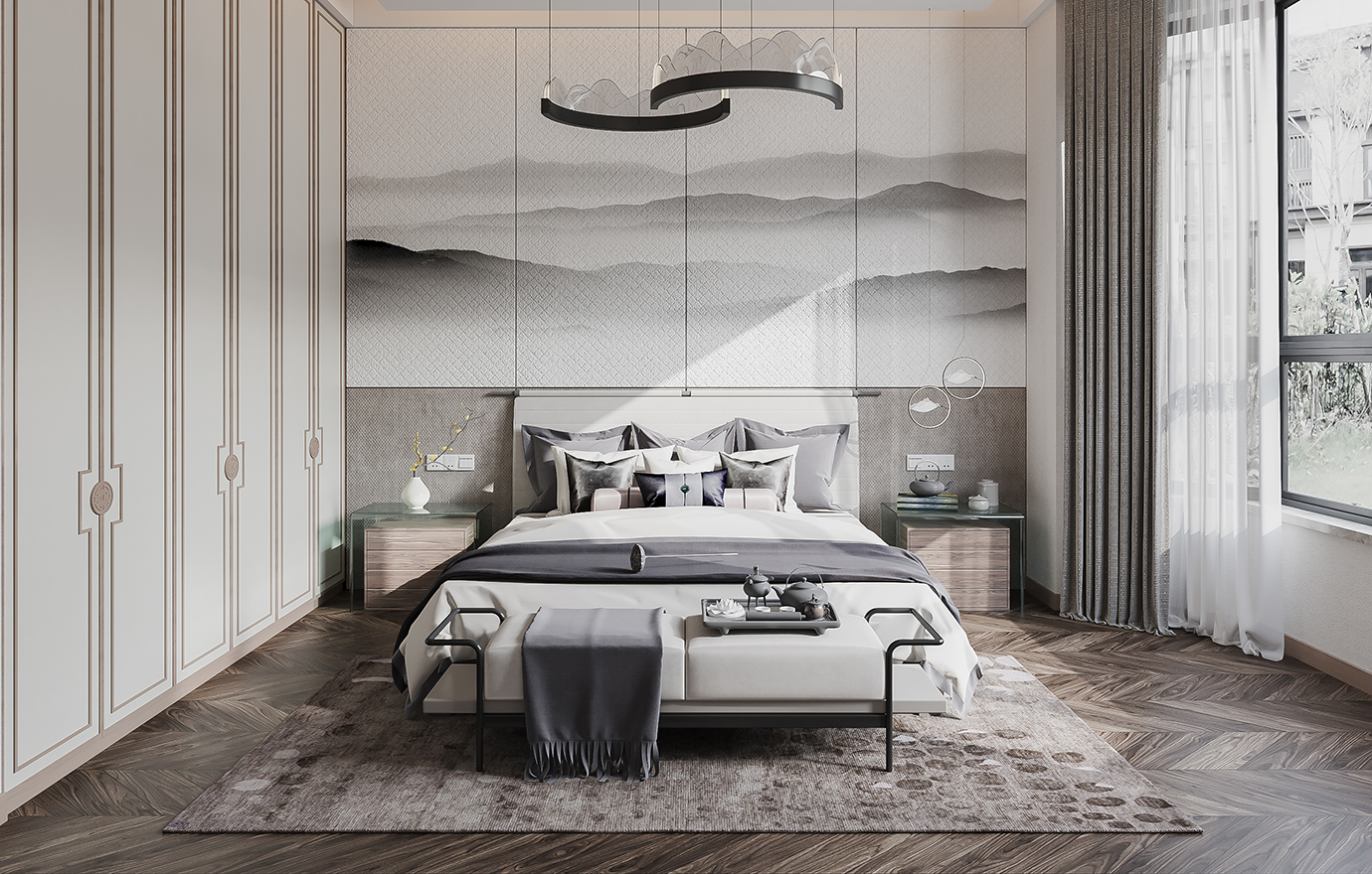 MAX出品独家--一套新中式风格效果图