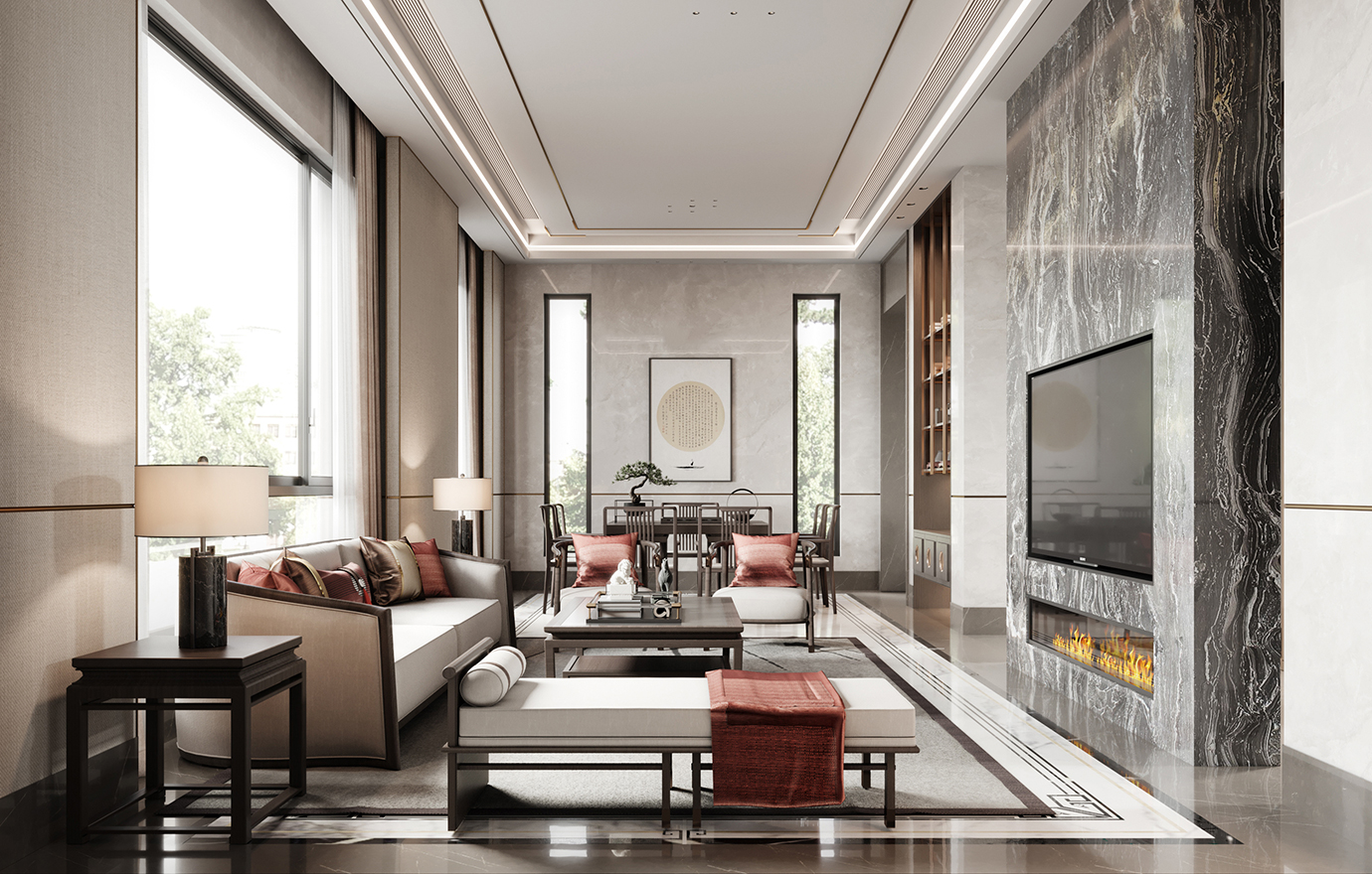 MAX出品独家--新中式别墅表现-ZC空间表现