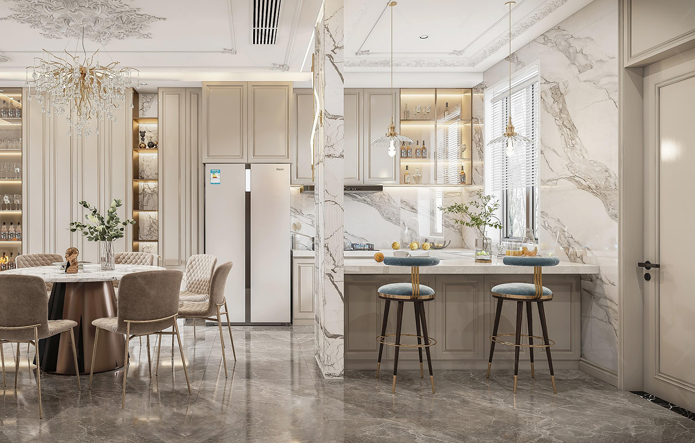 MAX出品独家--法式轻奢客餐厅 武汉漫反设空间设计