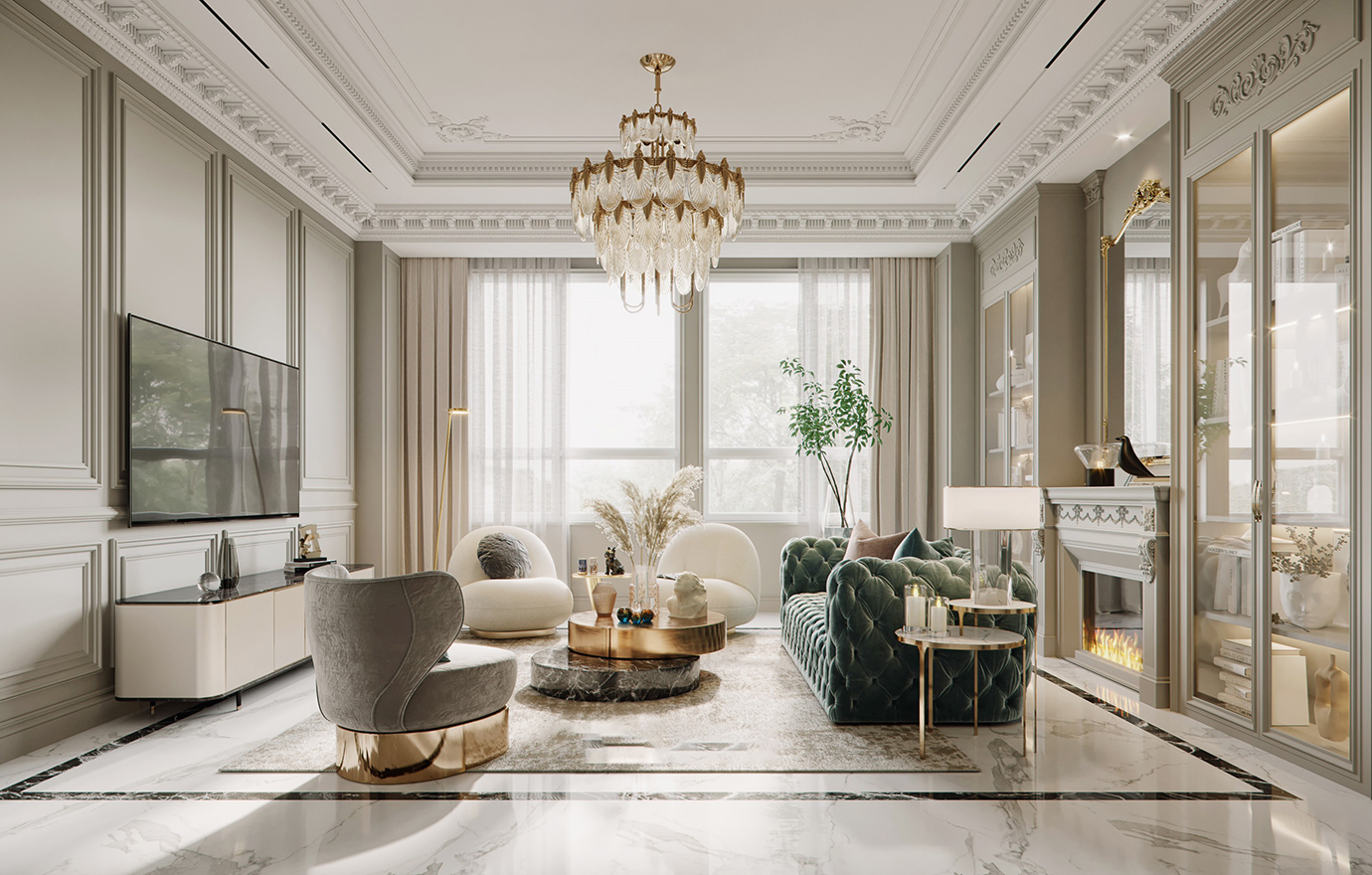 MAX出品独家--上海 法式轻奢 别墅项目-魔方设计空间