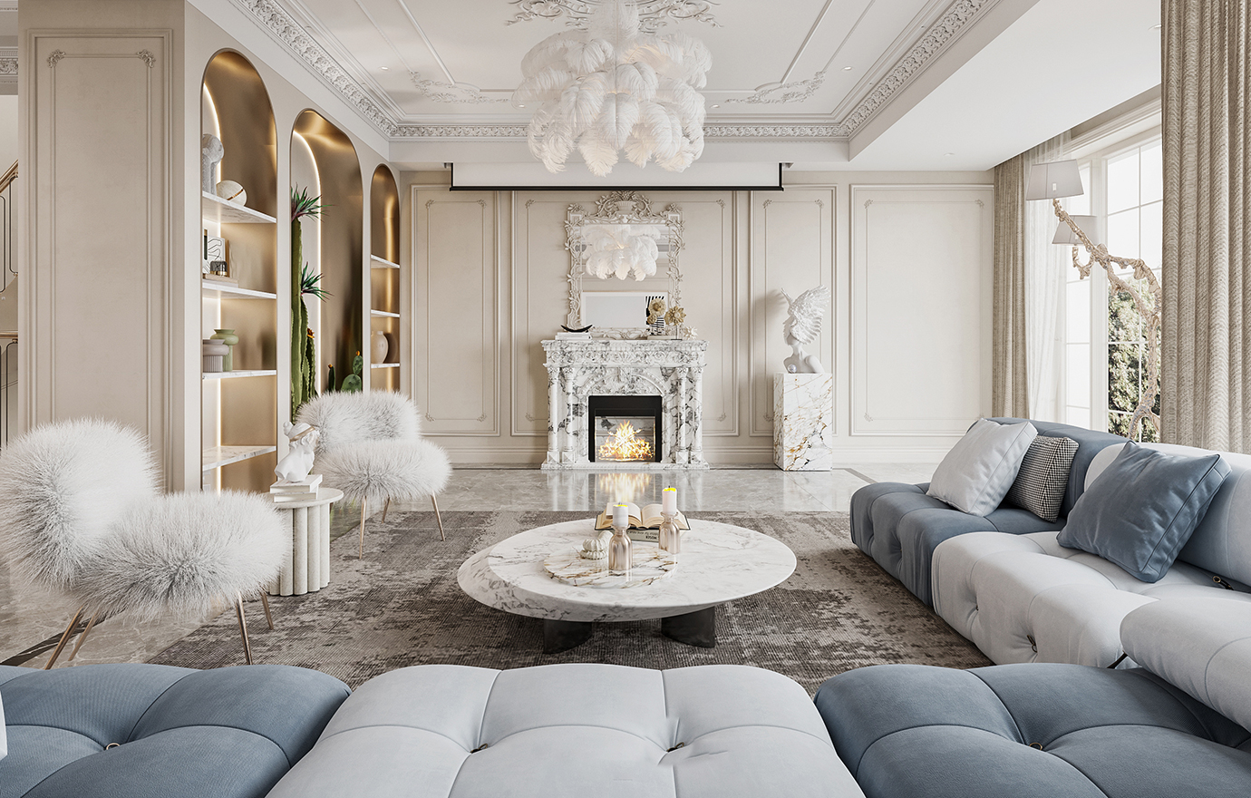 MAX出品独家--上海 法式轻奢 别墅项目-魔方空间设计